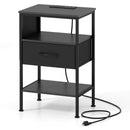Nightstand with Charging Station and Fabric Drawer 24.5"