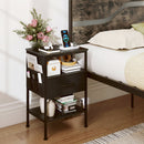 Nightstand with Charging Station and Fabric Drawer 24.5"