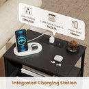 Nightstand with Charging Station and Fabric Drawer 24.5"