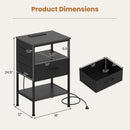 Nightstand with Charging Station and Fabric Drawer 24.5"