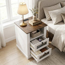 Nightstand with Charging Station and 2 Drawers Rustic Brown
