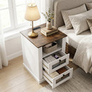 Nightstand with Charging Station and 2 Drawers Rustic Brown