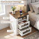 Nightstand with Charging Station and 2 Drawers Rustic Brown