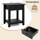 Nightstand with Drawer 3-Tier Modern Bedside Table with Open Shelf and Storage