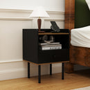 Nightstand with Drawer 3-Tier Sofa Side Table with Open Storage Shelf-Black