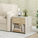 2-Tier Modern Style Nightstand with Drawer and Open Shelf-Oak