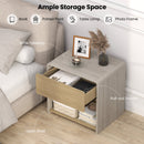 2-Tier Modern Style Nightstand with Drawer and Open Shelf-Oak