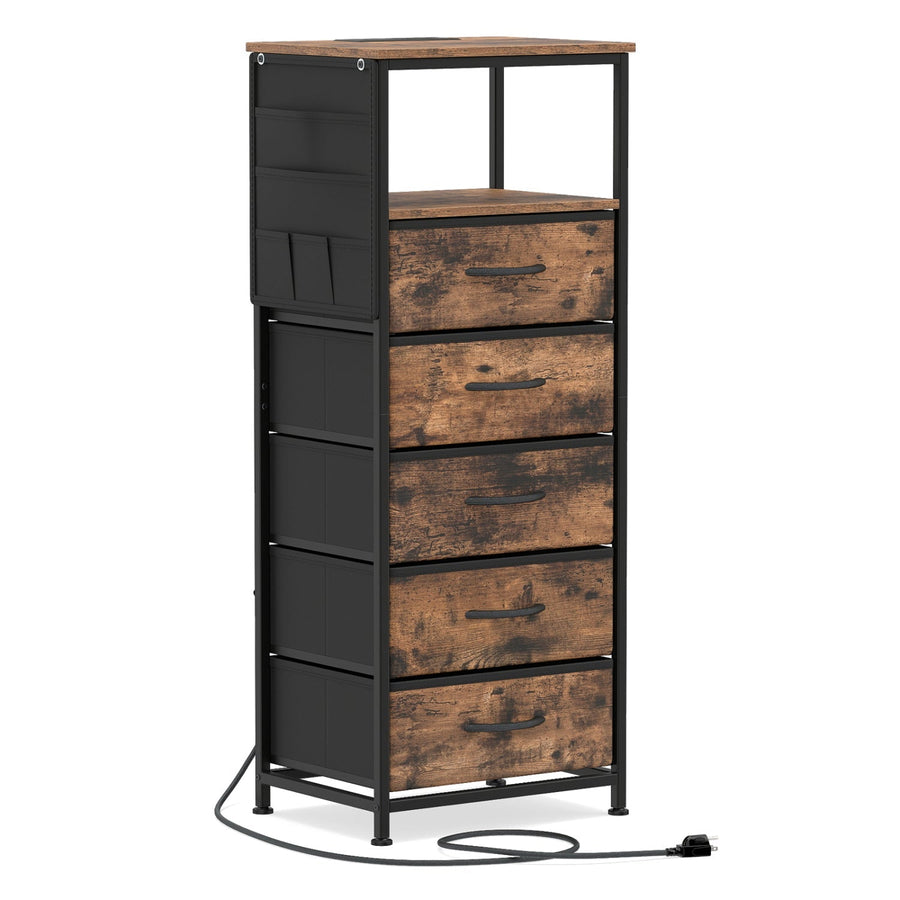 Nightstand with Integrated Charging Station 39 Inches Modern Bedside Table