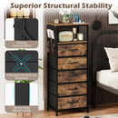Nightstand with Integrated Charging Station 39 Inches Modern Bedside Table