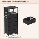 Nightstand with Integrated Charging Station 39 Inches Modern Bedside Table