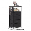 Nightstand with Integrated Charging Station 34" Modern Bedside Table