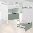 Modern Nightstand with LED Lights Sliding Drawer and Open Compartment-White