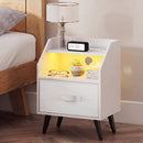 Nightstand with Power Outlets and LED Lighting