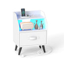 Nightstand with Power Outlets and LED Lighting