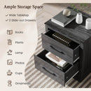 Wood Compact Floor Nightstand with Storage Drawers