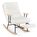 Nursery Rocking Chair Teddy Velvet Upholstered Rocking Chair-White