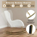 Nursery Rocking Chair with Curved Backrest and Armrests-White
