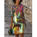 Women's Printed Loose Bamboo Fiber Linen Floral Short Sleeves