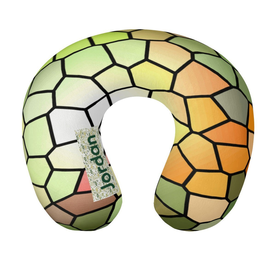 Personalized Stained Glass Mosaic Travel Neck Pillow with Name | Memory Foam, Detachable Washable Cover | Custom Gift for Art Lovers