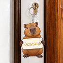 Personalized Capybara Plush Keychain with Custom Name Sign - Double-sided - 10cm / 4 inches