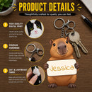 Personalized Capybara Plush Keychain with Custom Name Sign - Double-sided - 10cm / 4 inches