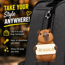 Personalized Capybara Plush Keychain with Custom Name Sign - Double-sided - 10cm / 4 inches