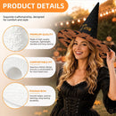 Personalized Halloween Witch Hat with Custom Name - Flying Witches Ghosts and Spider Webs Orange Brim Costume Hat for Adults and Teens