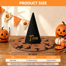 Personalized Halloween Witch Hat with Custom Name - Flying Witches Ghosts and Spider Webs Orange Brim Costume Hat for Adults and Teens