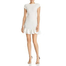 Aqua Womens Ruffled Cap Sleeve Flounce Dress, White, Size Medium
