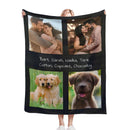 Custom Photo Collage Throw Blanket with Names - Upload 4 Photos
