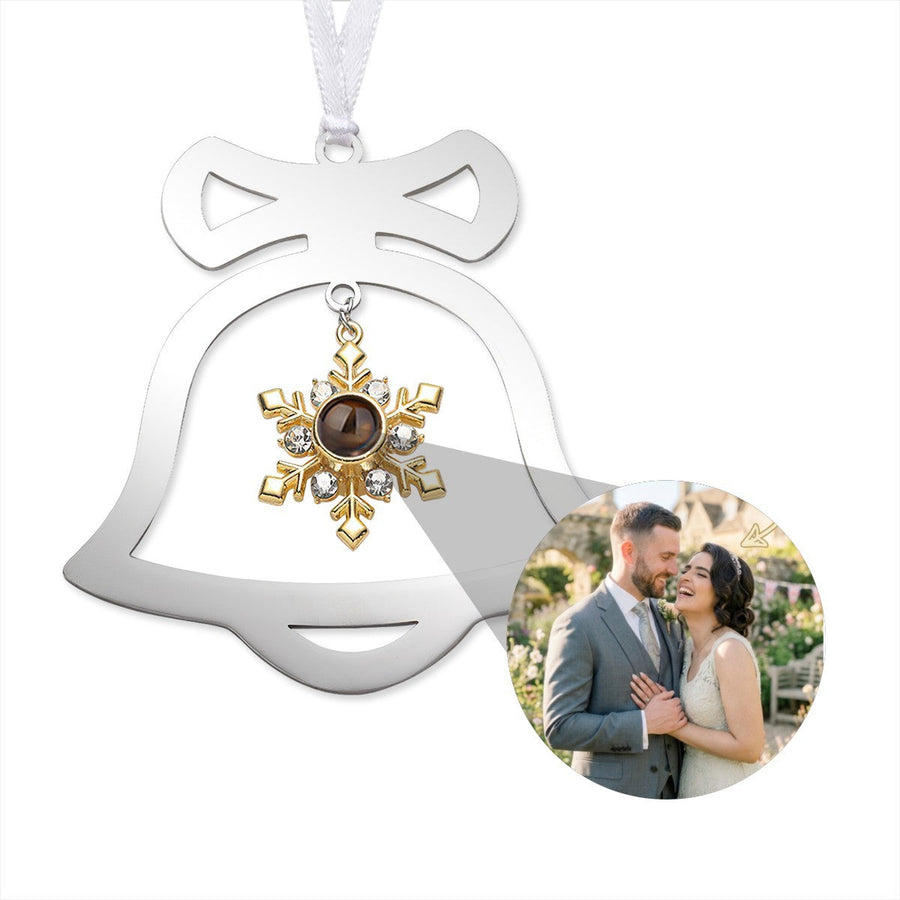 Personalized Photo Projection Bell and Snowflake Ornament