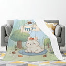 Personalized Bunny Blanket | Custom Name | Kawaii Rabbit Flannel Throw Gift