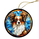 Dog Breed Christmas Ornament Stained Glass Style, "Papillon"
