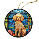Dog Breed Christmas Ornament Stained Glass Style, "Poodle"
