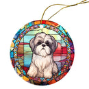 Dog Breed Christmas Ornament Stained Glass Style, "Shih Tzu"