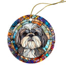 Dog Breed Christmas Ornament Stained Glass Style, "Shih Tzu"