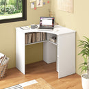 Corner Computer Desk Triangle Home Office Desk with Adjustable Shelf and Arc-Shaped Profile