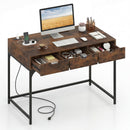 Office Desk with Power Outlets and Hidden Compartment for Study