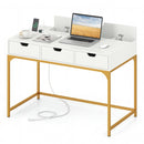Office Desk with Power Outlets and Hidden Compartment for Study