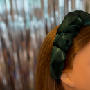 Olive Chiffon Headband | Poly Satin Green Headpiece Hair Accessory | 6.25''