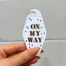On My Way White Motel Keychain Key Tag | Acrylic