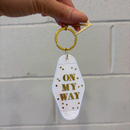 On My Way White Motel Keychain Key Tag | Acrylic