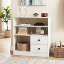 Console Table with 3 Open Shelves and 2 Fabric Drawers