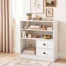 Console Table with 3 Open Shelves and 2 Fabric Drawers