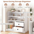 Console Table with 3 Open Shelves and 2 Fabric Drawers