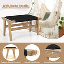 Indoor Outdoor Ottoman Footstool Teak Wooden Foot Rest with Handwoven Cordage