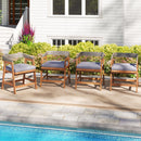 Outdoor Acacia Wood Patio Wicker Dining Chairs Set of 4 with Seat Cushion-Gray