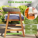 Outdoor Acacia Wood Patio Wicker Dining Chairs Set of 4 with Seat Cushion-Gray