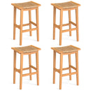 Outdoor Acacia Wood Bar Stools Set of 2 with PE Rattan Seats and Backrests