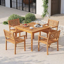 Outdoor Acacia Wood Patio Dining Chairs Garden Seating Chairs with 400 lbs Capacity